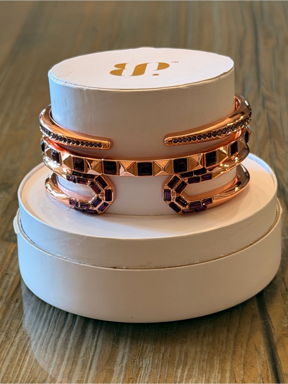 Bomb Party Bracelets! Personally Curated Rose Gold and Purple Stack